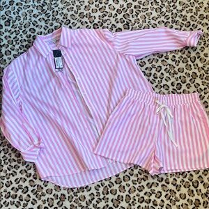 Gianni Bini Pink and White Striped Pajama Set